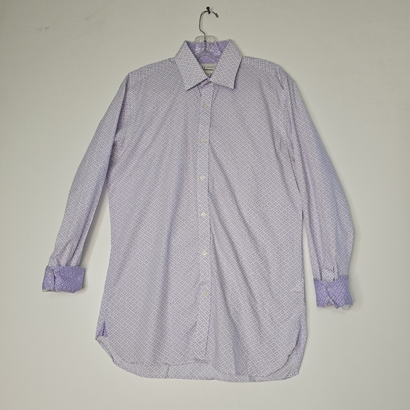 Ted Baker Endurance Men's Diamond Geo Print Button Down Shirt Light Purple 15.5 - Picture 4 of 11